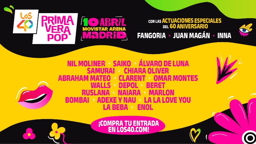 Los 40 primavera Pop 2026 llega el 10 de abril en el Movistar Arena